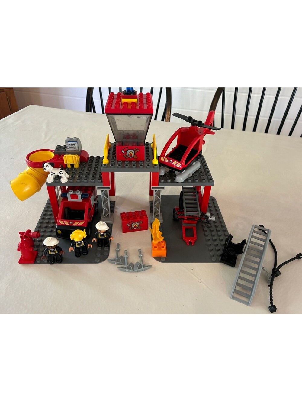 LEGO DUPLO: Fire Station (5601) And Extras 3 Figures Dog Helicopter Fire Truck